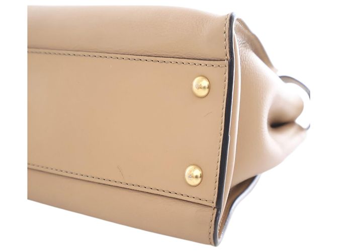 Fendi Beige Medium Leather Peekaboo Iconic Satchel - vista 8
