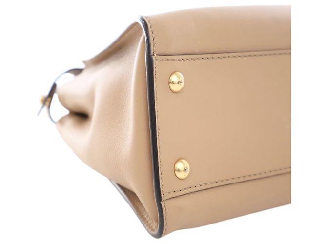 Fendi Beige Medium Leather Peekaboo Iconic Satchel - vista 9
