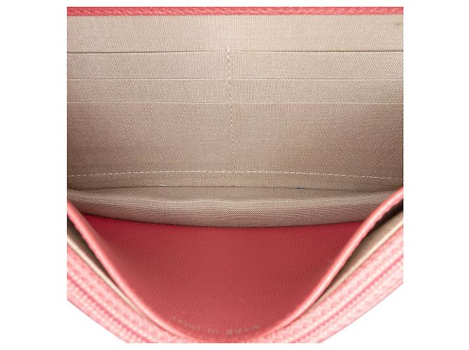 Wallet On Chain Portafoglio Chanel Rosso CC Caviar Sevruga con Catena - vista 4
