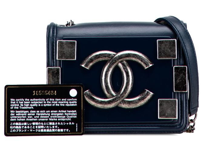 Chanel Mini Blu in Acrilico e Pelle di Vitello Boy Brick Flap Blu navy - vista 10