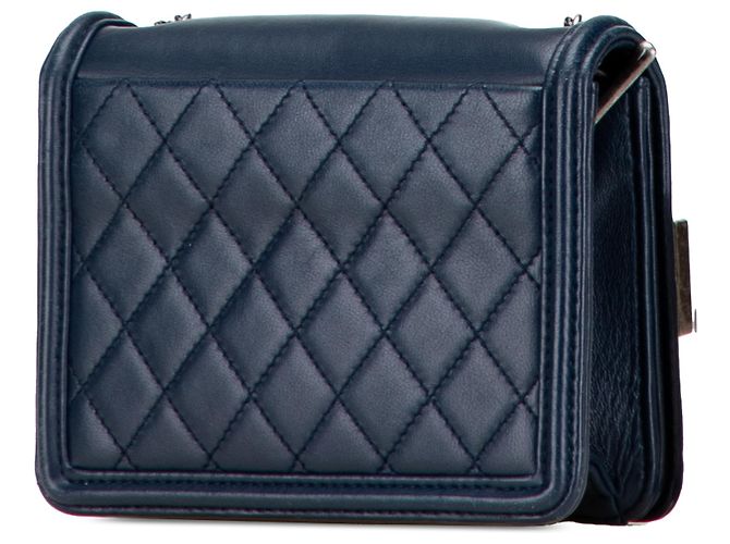 Chanel Mini Blu in Acrilico e Pelle di Vitello Boy Brick Flap Blu navy - vista 2