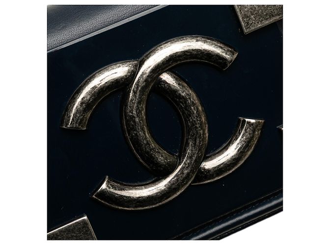 Chanel Mini Blu in Acrilico e Pelle di Vitello Boy Brick Flap Blu navy - vista 7