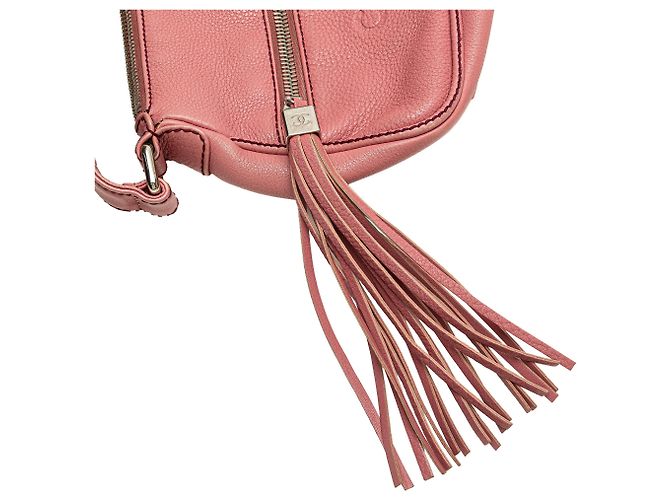 Borsa a spalla Chanel in pelle di vitello rosa con tasca frontale LAX - vista 10
