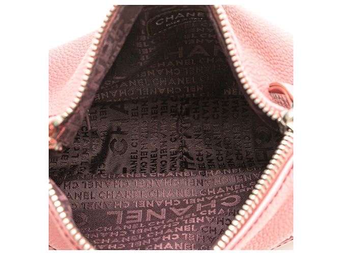 Borsa a spalla Chanel in pelle di vitello rosa con tasca frontale LAX - vista 4