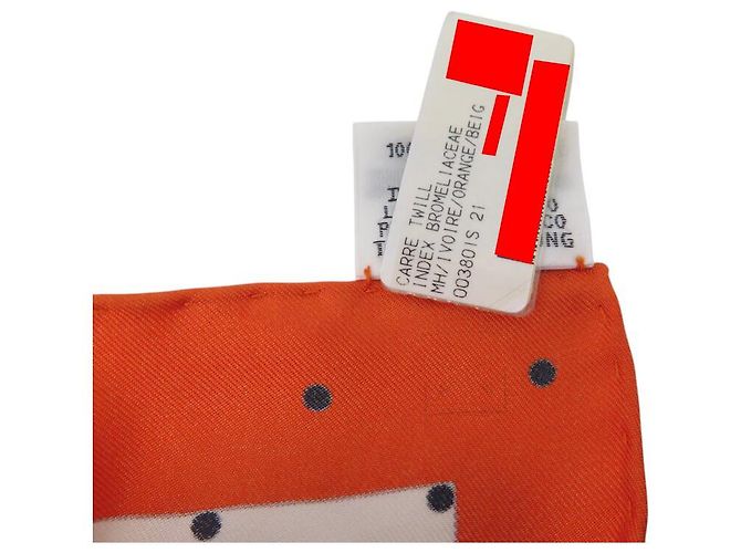 Hermès NUOVO SCIARPA HERMES INDICE BROMELIACEAE K SCOTT H003801S 90 SETA Arancione - vista 15