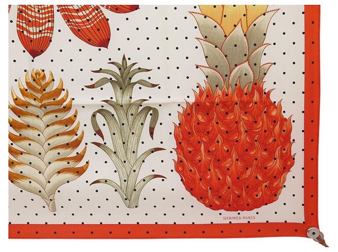 Hermès NUOVO SCIARPA HERMES INDICE BROMELIACEAE K SCOTT H003801S 90 SETA Arancione - vista 4
