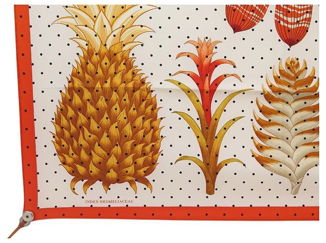 Hermès NUOVO SCIARPA HERMES INDICE BROMELIACEAE K SCOTT H003801S 90 SETA Arancione - vista 5