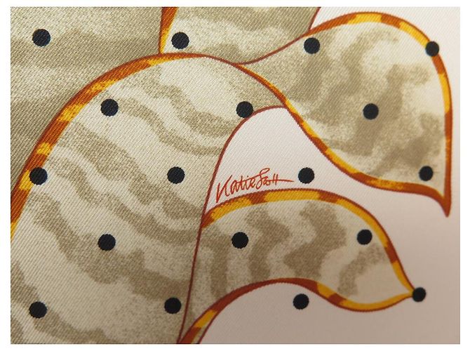 Hermès NUOVO SCIARPA HERMES INDICE BROMELIACEAE K SCOTT H003801S 90 SETA Arancione - vista 9