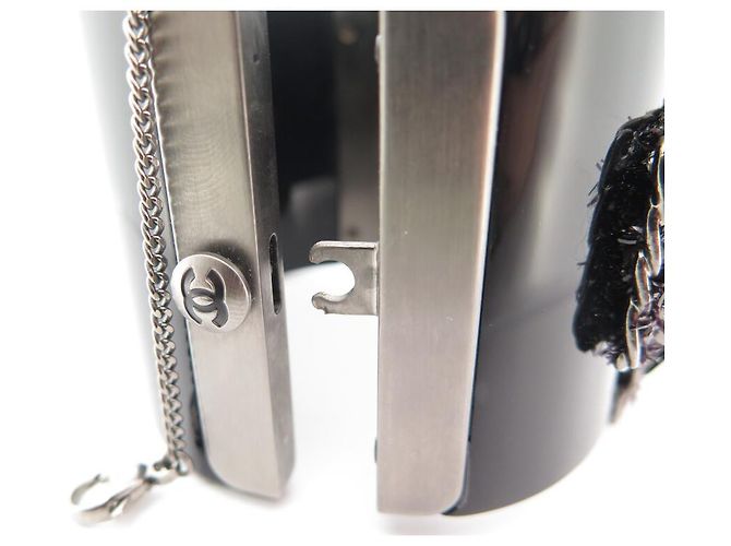 BRACCIALE CHANEL MANCHETTE CROCE METALLICA VELLUTO 17 CM NERO - vista 7
