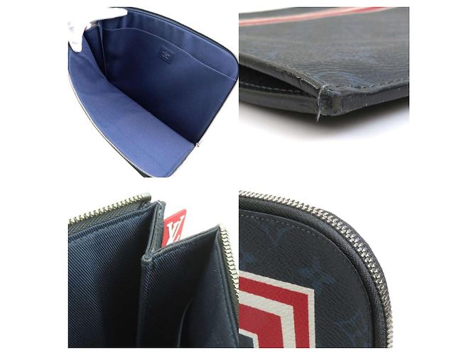 Borsa Clutch Pochette Jour GM Monogram Cobalt di Louis Vuitton Blu navy - vista 3
