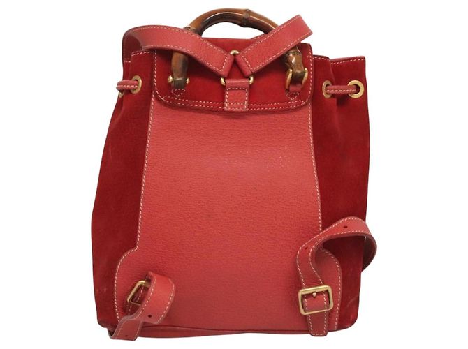Bamboo Zaino vintage Gucci in suede con bambù, piccolo Rosso - vista 2
