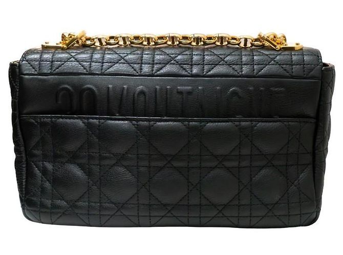Christian Dior Borsa a Spalla Caro in Pelle Trapuntata Nera Nero - vista 4