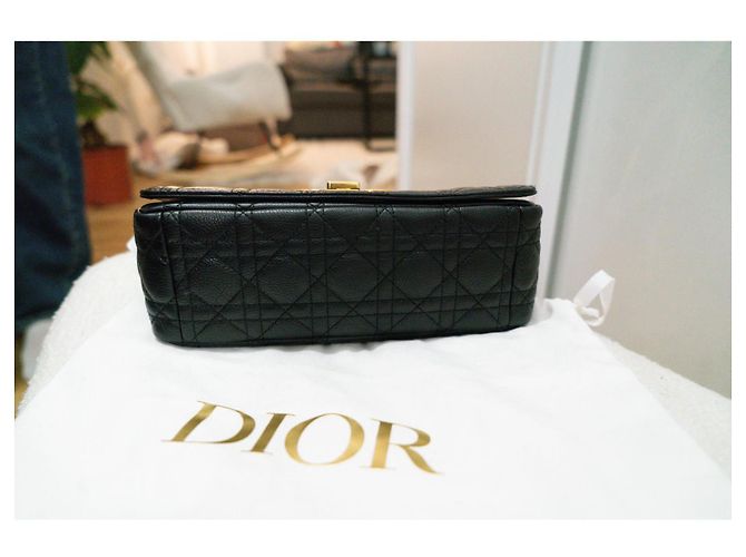 Christian Dior Borsa a Spalla Caro in Pelle Trapuntata Nera Nero - vista 6