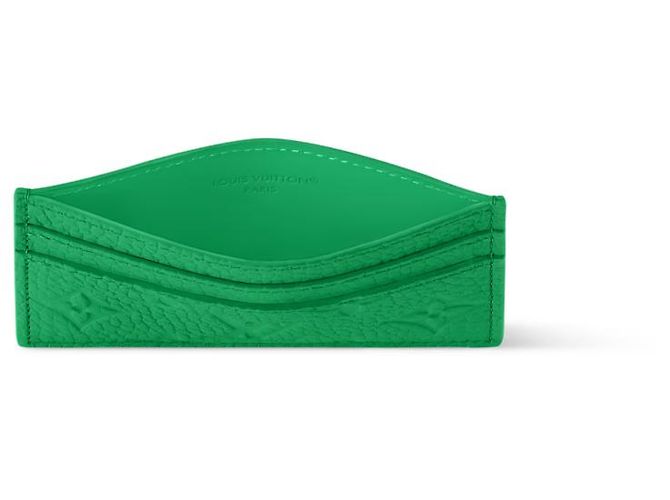 Louis Vuitton Porta tarjetas doble LV en cuero Monogram Verde - vista 2