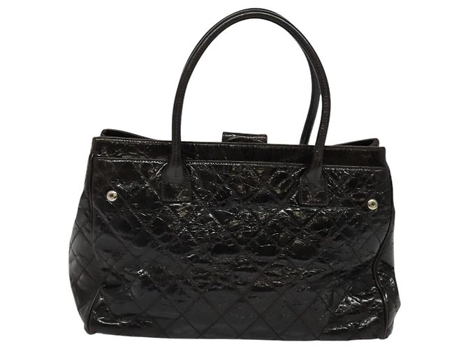 Borsa executive Chanel in pelle verniciata Marrone - vista 2
