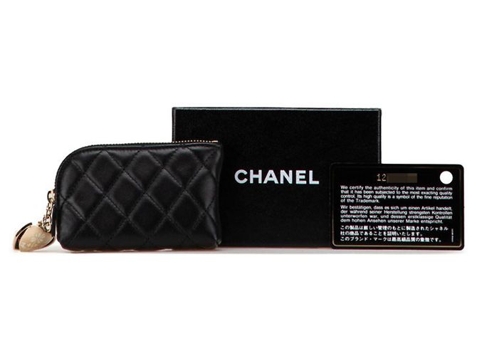 Monedero Matelassé Chanel en Cordero Negro - vista 12