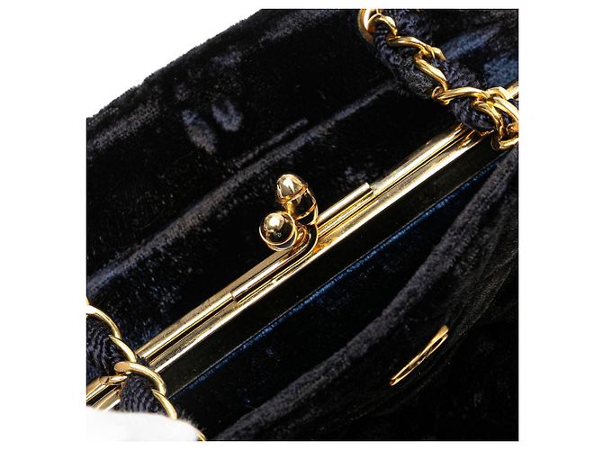 Chanel Matelassé Coco Mark Kettentasche Marineblau - Ansicht 9