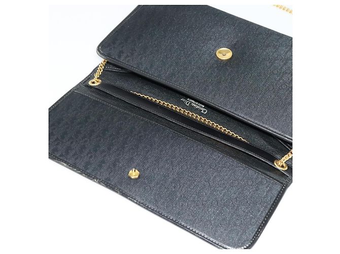 Borsa a spalla in tela Trotter Christian Dior nera e oro Auth yk19482 Nero D'oro - vista 10