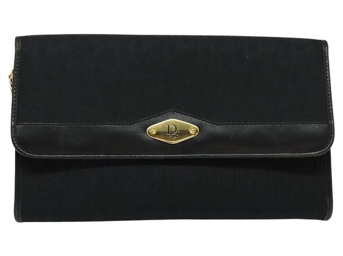 Borsa a spalla in tela Trotter Christian Dior nera e oro Auth yk19482 Nero D'oro - vista 13