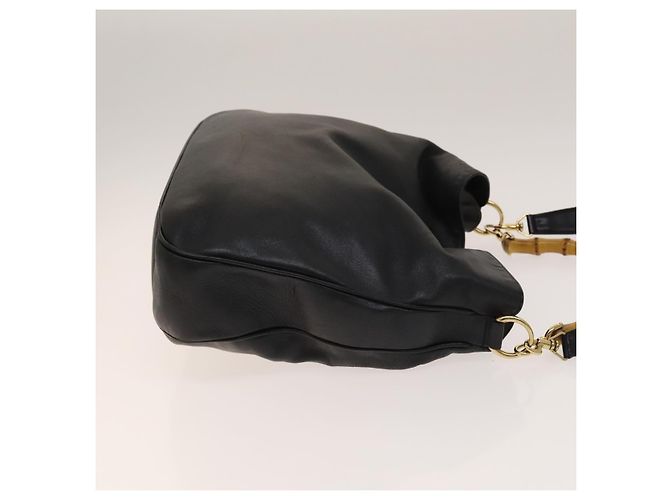 Borsa a mano in pelle Gucci Bamboo 2way Nera Oro 001 1781 1577 Auth 140641 Nero D'oro - vista 3