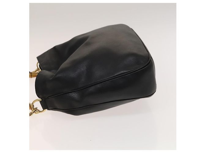 Borsa a mano in pelle Gucci Bamboo 2way Nera Oro 001 1781 1577 Auth 140641 Nero D'oro - vista 4