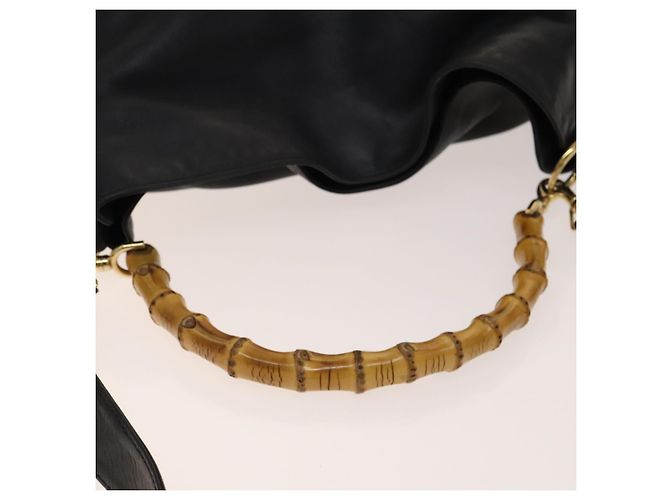 Borsa a mano in pelle Gucci Bamboo 2way Nera Oro 001 1781 1577 Auth 140641 Nero D'oro - vista 8