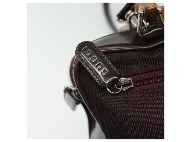 Bolsa de mão em nylon Gucci Bamboo 2 vias preta prata 000 0538 Auth ep10728 Preto - vista 10