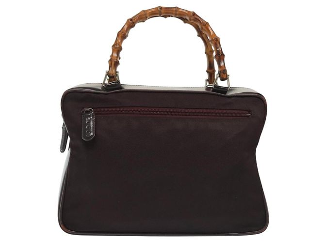 Bolsa de mão em nylon Gucci Bamboo 2 vias preta prata 000 0538 Auth ep10728 Preto - vista 13