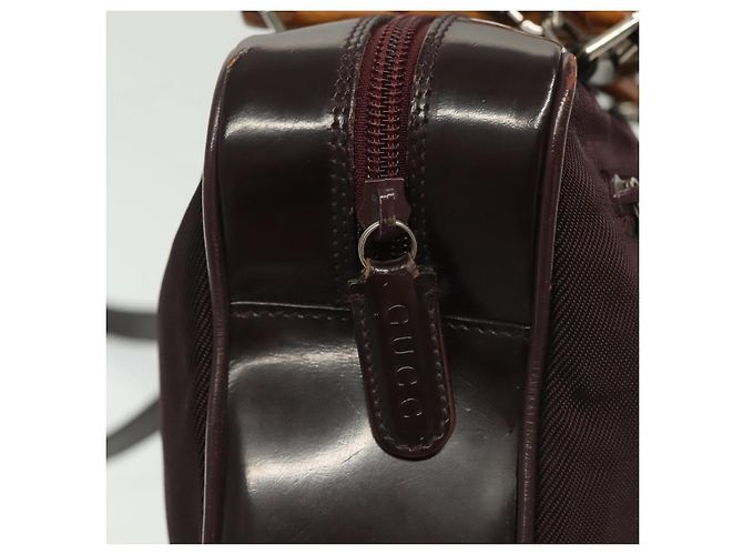 Bolsa de mão em nylon Gucci Bamboo 2 vias preta prata 000 0538 Auth ep10728 Preto - vista 17