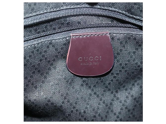 Bolsa de mão em nylon Gucci Bamboo 2 vias preta prata 000 0538 Auth ep10728 Preto - vista 18