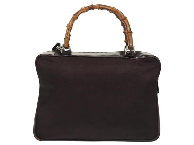 Bolsa de mão em nylon Gucci Bamboo 2 vias preta prata 000 0538 Auth ep10728 Preto - vista 2
