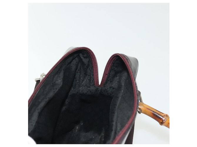 Bolsa de mão em nylon Gucci Bamboo 2 vias preta prata 000 0538 Auth ep10728 Preto - vista 20
