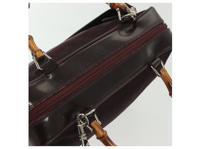 Bolsa de mão em nylon Gucci Bamboo 2 vias preta prata 000 0538 Auth ep10728 Preto - vista 4