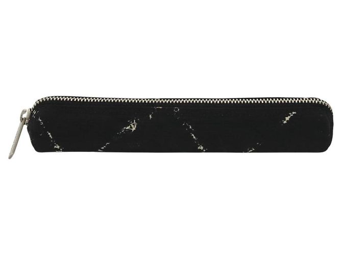 CHANEL Astuccio da Viaggio in Nylon Nero Argento CC Auth 142341 - vista 13