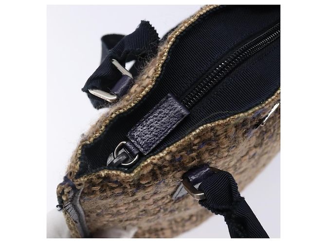 PRADA Borsa a Mano Tweed Beige Argento Auth bs29049 - vista 10