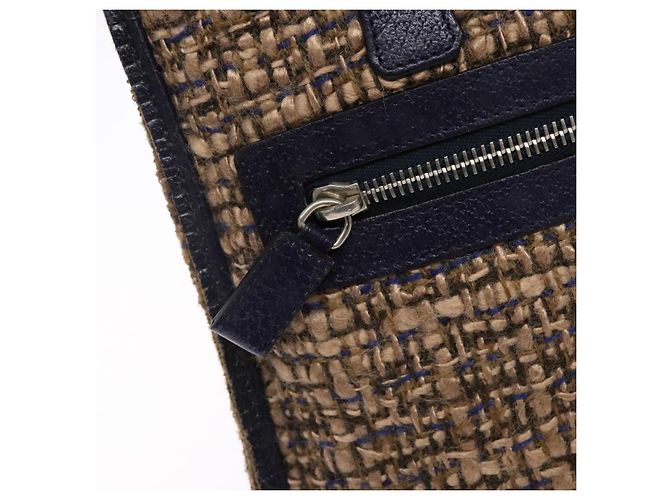 PRADA Borsa a Mano Tweed Beige Argento Auth bs29049 - vista 17