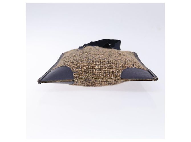 PRADA Borsa a Mano Tweed Beige Argento Auth bs29049 - vista 5