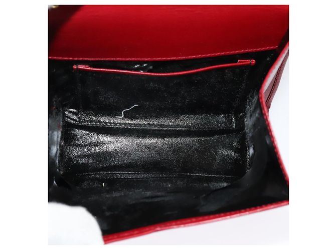 Mini borsa a spalla Vala Chain in pelle rossa e oro Auth 140616 di Salvatore Ferragamo Rosso D'oro - vista 10