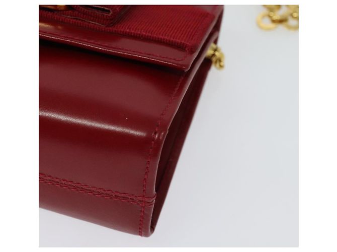 Mini borsa a spalla Vala Chain in pelle rossa e oro Auth 140616 di Salvatore Ferragamo Rosso D'oro - vista 15