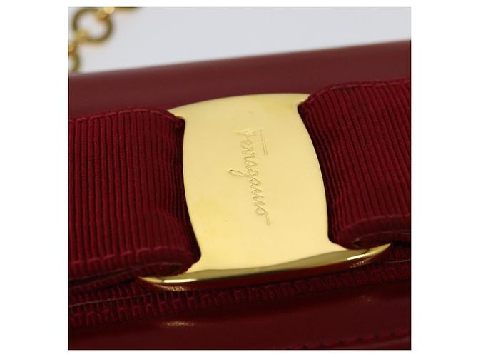 Mini borsa a spalla Vala Chain in pelle rossa e oro Auth 140616 di Salvatore Ferragamo Rosso D'oro - vista 18