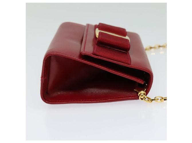 Mini borsa a spalla Vala Chain in pelle rossa e oro Auth 140616 di Salvatore Ferragamo Rosso D'oro - vista 4