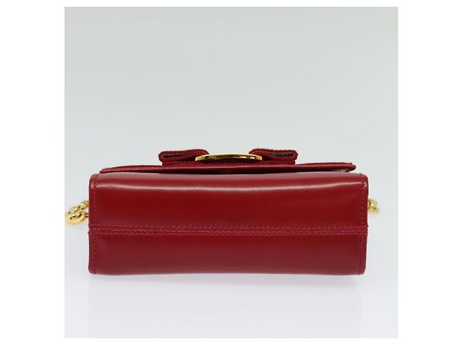 Mini borsa a spalla Vala Chain in pelle rossa e oro Auth 140616 di Salvatore Ferragamo Rosso D'oro - vista 5