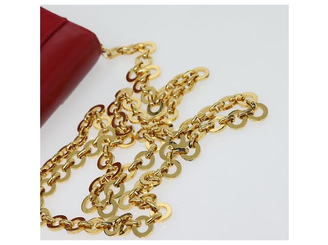 Mini borsa a spalla Vala Chain in pelle rossa e oro Auth 140616 di Salvatore Ferragamo Rosso D'oro - vista 7