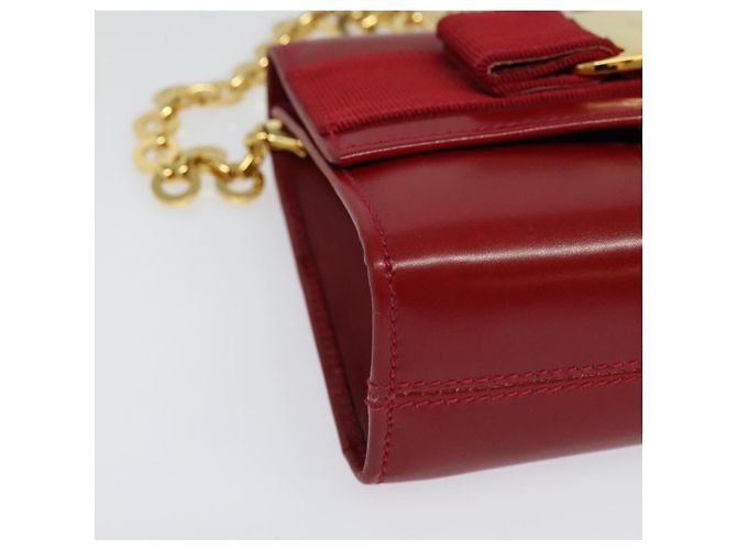 Mini borsa a spalla Vala Chain in pelle rossa e oro Auth 140616 di Salvatore Ferragamo Rosso D'oro - vista 8