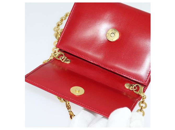 Mini borsa a spalla Vala Chain in pelle rossa e oro Auth 140616 di Salvatore Ferragamo Rosso D'oro - vista 9