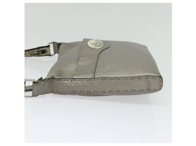 Fendi Borsa a Spalla Celeria in Pelle Argento Auth BA5363 - vista 3
