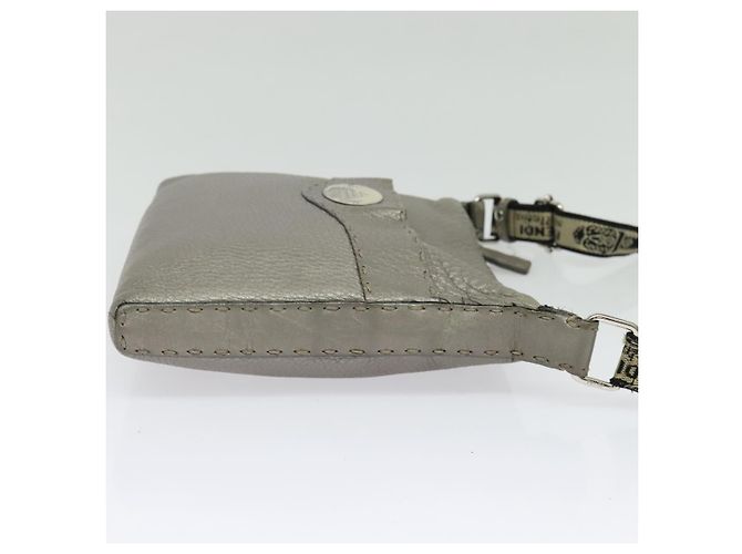 Fendi Borsa a Spalla Celeria in Pelle Argento Auth BA5363 - vista 4