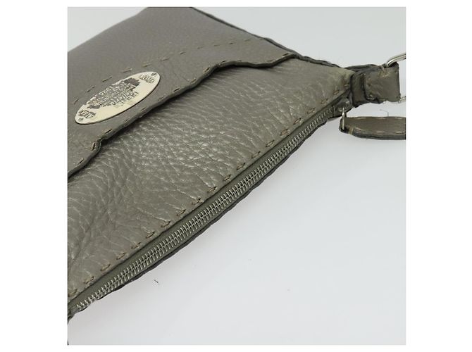 Fendi Borsa a Spalla Celeria in Pelle Argento Auth BA5363 - vista 6