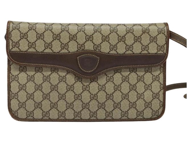 Gucci Borsa a Spalla GG Supreme PVC Beige Oro 004 904 0671 Auth ep10822 D'oro - vista 13