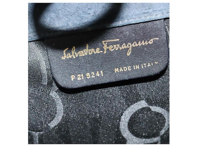 Borsa a spalla Gancini in suede nero e oro Salvatore Ferragamo Auth 140965 D'oro - vista 12